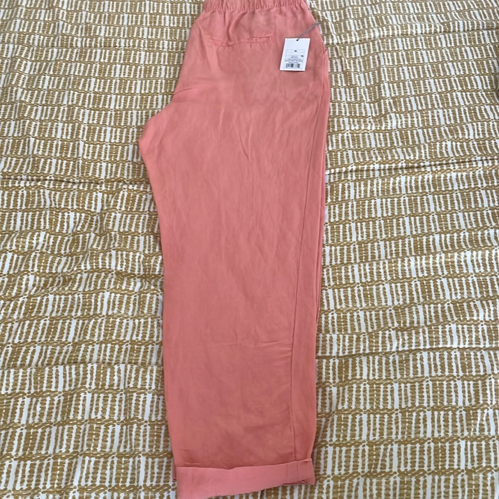 Linen, elastic waist,pull on pants